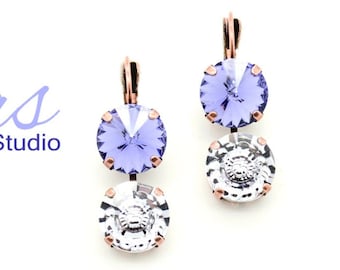 SMOKY MAUVE 12mm Earrings *K.D.S. Premium Crystal *Pick Your Finish *Karnas Design Studio *