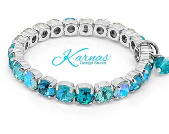 TURQUOISE WATERS 8mm Stretch Bracelet Made With K.D.S. Premium Crystal *Choose Your Finish *Karnas Design Studio™ *Free Shipping