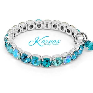 TURQUOISE WATERS 8mm Stretch Bracelet Made With K.D.S. Premium Crystal *Choose Your Finish *Karnas Design Studio™ *