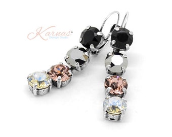 MISS PRISS 4-Stone 8mm Drop Leverback Earrings *K.D.S. Premium Crystal *Pick your Finish *Karnas Design Studio™ *Free Shipping*
