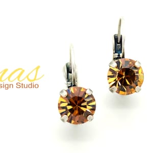 Light Colorado Topaz 8mm Drop or Stud Earrings Made With K.D.S. Premium Crystal *Choose Your Finish *Karnas Design Studio™ **
