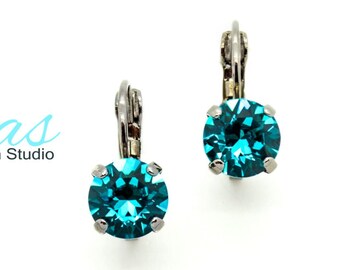 ZIRCON 8mm Drop or Stud Earrings Made With Genuine Crystal *Choose Your Finish *Karnas Design Studio™ *Free Shipping*