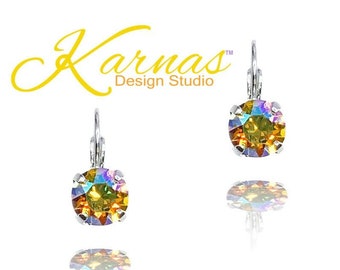 LIGHT TOPAZ AB 8mm Drop or Stud Earrings Made With K.D.S. Premium Crystal *Choose Your Finish *Karnas Design Studio™ *