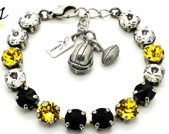 BLACK AND GOLD 8mm Charm Bracelet Made With K.D.S. Premium Crystal *Choose Your Finish *Karnas Design Studio™ *
