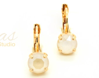 CREME 8mm Drop or Stud Earrings Made With Genuine KDS Premium Crystal *Pick Your Finish *Karnas Design Studio™ *Free Shipping*