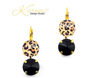 THE CAT'S MEOW 12mm Double Drop Leverback Earrings *K.D.S. Premium Crystal  *Choose Your Finish *Karnas Design Studio™ *