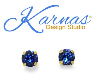 SAPPHIRE 8mm Drop or Stud Earrings *K.D.S. Premium Crystal *Choose Your Finish *Karnas Design Studio™ *