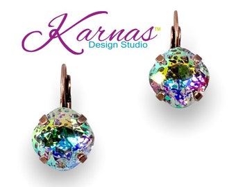 GRAFFITI 12mm Cushion Cut Drop or Stud Earrings Made With Genuine Crystal *Choose Your Finish *Karnas Design Studio™ *Free Shipping