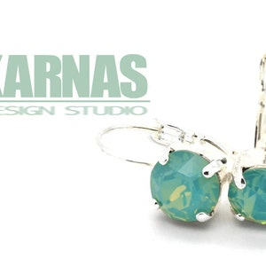 SEAFOAM OPAL 8mm Drop or Stud Earrings Made With K.D.S. Premium Crystal *Pick Your Finish *Karnas Design Studio™ *Free Shipping*