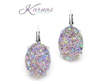 LAVENDER MIST 18X13mm Oval Faux Druzy Leverback Earrings *Choose Your Finish *Karnas Design Studio™ *Free Shipping