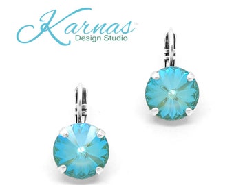 RADIANT NATURE GREEN 12mm Drop or Stud Earrings *K.D.S. Premium Crystal *Choose Your Finish *Karnas Design Studio™ *Free Shipping