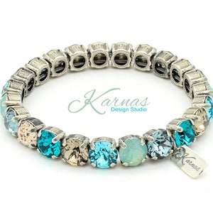 PACIFIC STORM 8mm Elastic Stretch Bracelet Made With K.D.S. Premium Crystal Choose Your Finish Karnas Design Studio™ Free Shipping image 1