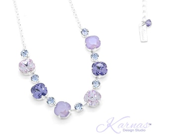I LOVE PURPLE 12mm/6mm Cushion Cut Necklace K.D.S. Premium Crystal *Choose Your Finish *Karnas Design Studio™ *Free Shipping*