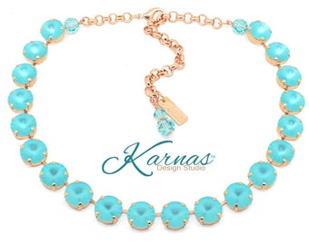 LIGHT TURQUOISE MATTE 12mm Choker Made With K.D.S. Premium Crystal *Choose Your Finish *Karnas Design Studio™ *