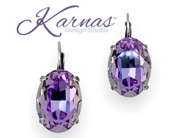 PURPLE RAIN 18x13mm Oval Drop Earrings *Genuine Crystal *Choose Your Finish *Karnas Design Studio™ Free Shipping