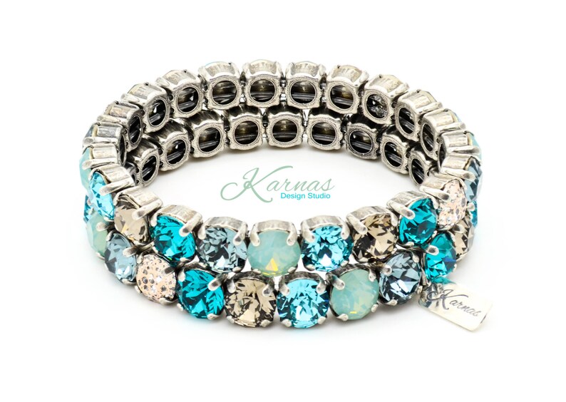 PACIFIC STORM 8mm Elastic Stretch Bracelet Made With K.D.S. Premium Crystal Choose Your Finish Karnas Design Studio™ Free Shipping image 3