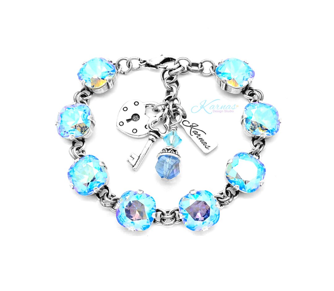 LIGHT SAPPHIRE TWINKLE 12mm Cushion Cut Pendant Bracelet - Etsy