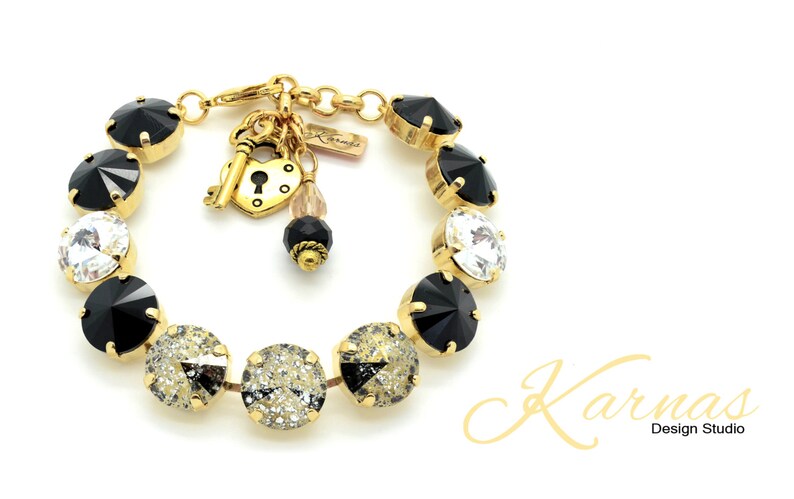 GOLDEN GODDESS 12mm Rivoli Crystal Bracelet Made With K.D.S. Premium Crystal Choose Your Finish Karnas Design Studio™ Free Shipping image 1