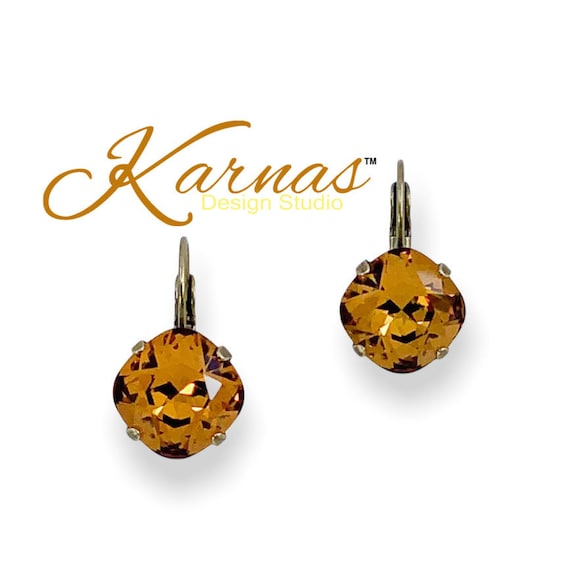 GRAFFITI Orecchini Pendenti O A Bottone Taglio Cuscino Da 12 Mm Realizzati Con Cristallo Autentico *Scegli La Tua Finitura *Karnas Design Studio™* - Italia - Foto 6