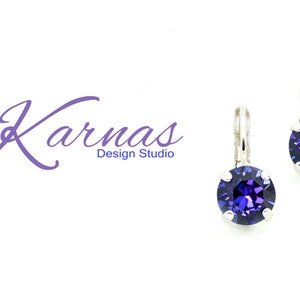CRYSTAL Blue Tide 8mm Drop or Stud Earrings K.D.S. Premium Crystal *Choose Your Finish *Karnas Design Studio™ **