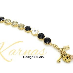 GOLDEN GODDESS 12mm Rivoli Crystal Bracelet Made With K.D.S. Premium Crystal Choose Your Finish Karnas Design Studio™ Free Shipping image 2