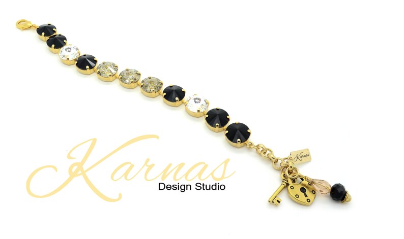 GOLDEN GODDESS 12mm Rivoli Crystal Bracelet Made With K.D.S. Premium Crystal Choose Your Finish Karnas Design Studio™ Free Shipping image 2
