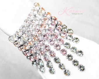 Pulsera con diseño llamativo de cascada sumergida KDS™ de 8 mm con cristales premium K.D.S. *Plata antigua *Karnas Design Studio™