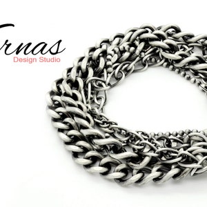 MULTI-CHAIN LAYERING Bracelet With Toggle Closure *Antique Silver *Karnas Design Studio™ *Free Shippings*