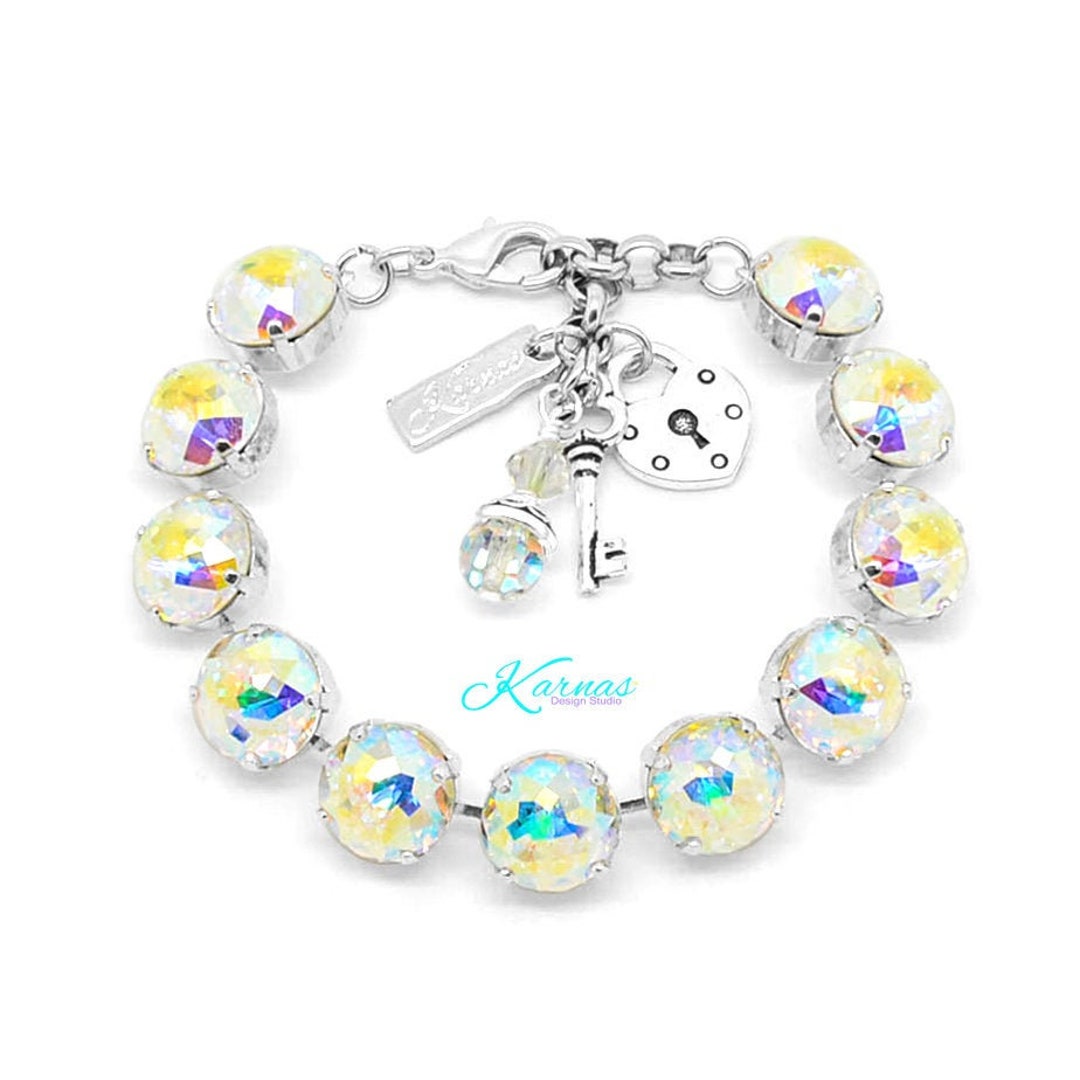 CRYSTAL AB 12mm Dome Charm Bracelet Made With K.D.S. Premium - Etsy