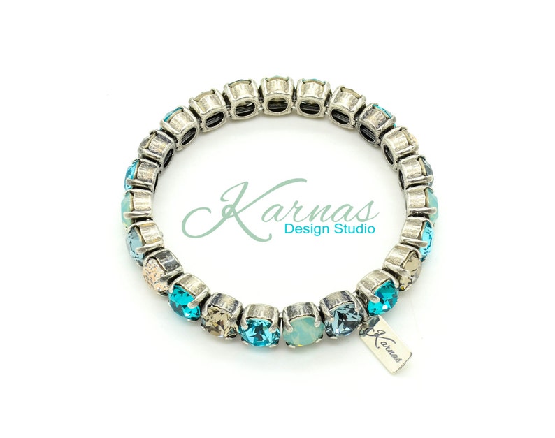 PACIFIC STORM 8mm Elastic Stretch Bracelet Made With K.D.S. Premium Crystal Choose Your Finish Karnas Design Studio™ Free Shipping image 2