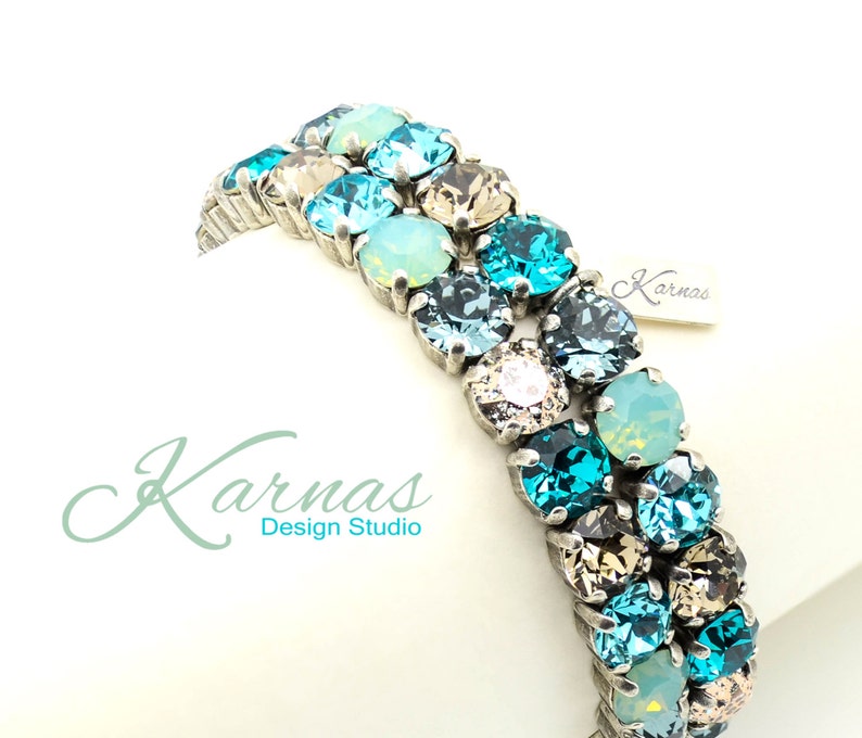 PACIFIC STORM 8mm Elastic Stretch Bracelet Made With K.D.S. Premium Crystal Choose Your Finish Karnas Design Studio™ Free Shipping image 4
