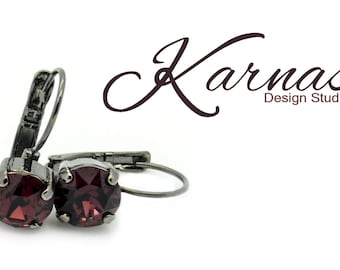 BURGUNDY 8mm Drop or Stud Earrings Made With KDS Premium Crystal *Choose Your Finish *Karnas Design Studio™ *Free Shipping