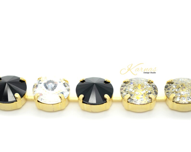 GOLDEN GODDESS 12mm Rivoli Crystal Bracelet Made With K.D.S. Premium Crystal Choose Your Finish Karnas Design Studio™ Free Shipping image 3
