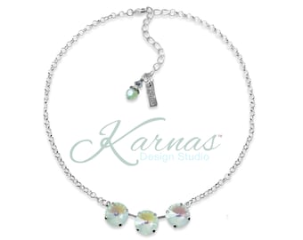 TWISTED SPEARMINT 14mm 3-Stone Necklace Made With K.D.S. Premium Crystal *Choose Your Finish *Karnas Design Studio™ *Free Shipping*