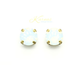 WHITE OPAL 8mm Stud or Drop Earrings Made With *K.D.S. Premium Crystal *Choose Your Finish *Karnas Design Studio™ *Free Shipping*