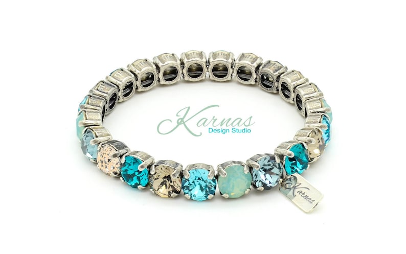 PACIFIC STORM 8mm Elastic Stretch Bracelet Made With K.D.S. Premium Crystal Choose Your Finish Karnas Design Studio™ Free Shipping image 1