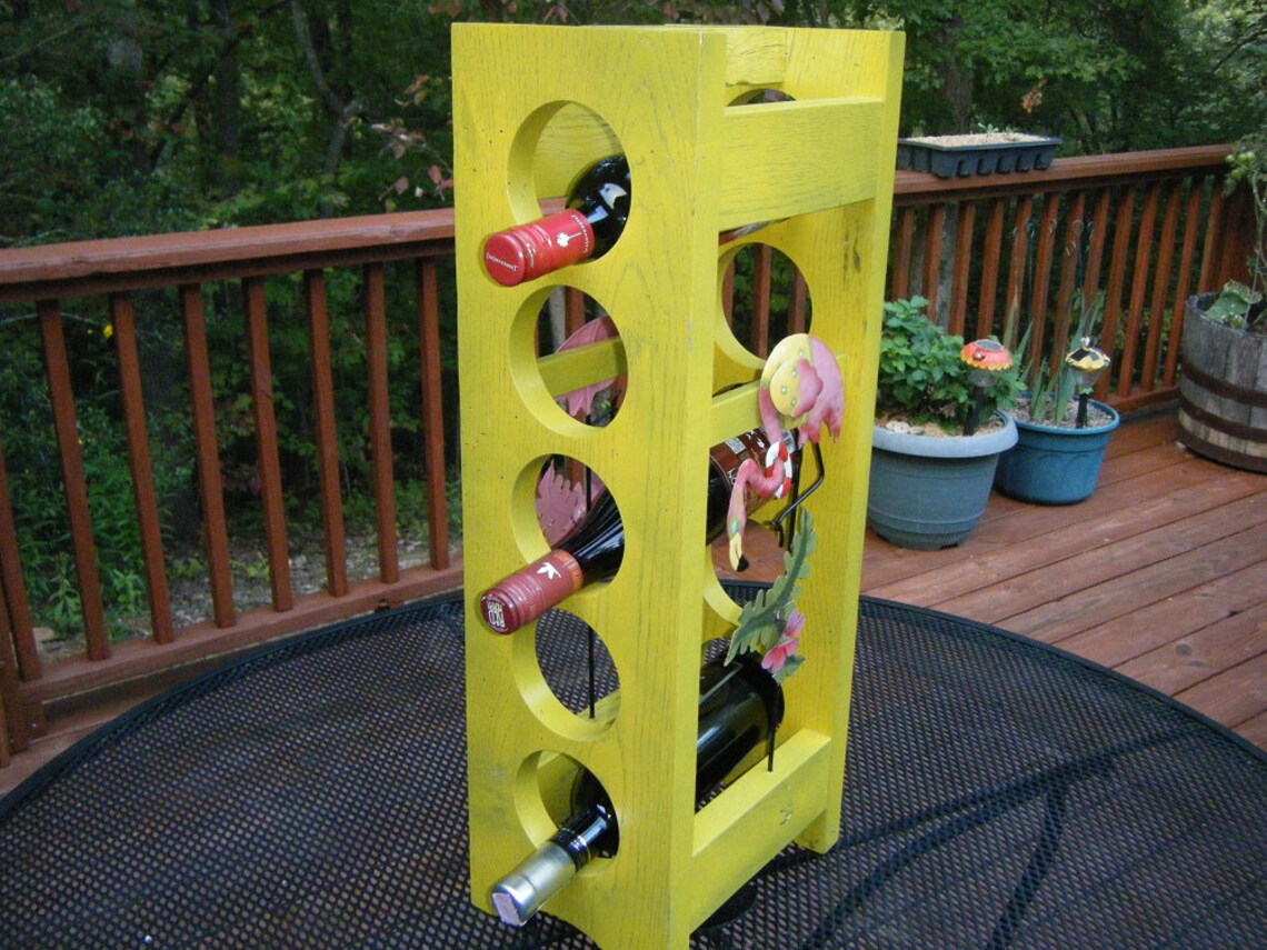 Coastal Tropical Wine Rack Rustic Wood Wine Rack With Etsy