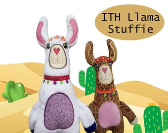 ITH Llama Alpaca Soft Stuffed Toy Stuffie 5x7 y 6x10 - bordado a máquina - en el proyecto del aro - descarga digital - varios formatos