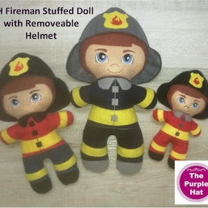 ITH Heroes: Fireman plush doll stuffed toy 5x7 6x10 8x12 - machine embroidery in the hoop instant digital download various formats stuffie