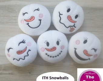 ITH Snowball Set 01 4x4 machine embroidery in the hoop project - digital download - snowball fight plush toy indoor fun winter activity