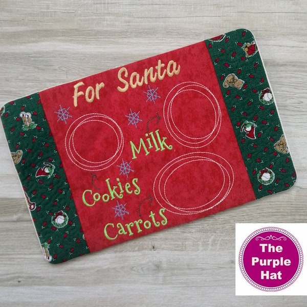 In the Hoop ITH Cookies for Santa Snack Mat or Mugrug 6x10 and 8x12 - machine embroidery digital download - stipple quilted - no sewing