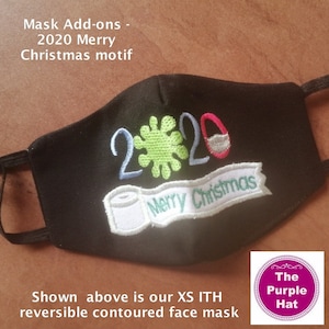Motivo per applique Merry Christmas 2020 5x7 Disegni per ricamo aggiuntivi - ITH e mascherina acquistata in negozio - taglia unica - si adatta alla nostra mascherina sagomata ITH