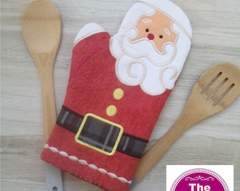 ITH Santa Oven Glove 6x10 & 8x12 machine embroidery digital download - Christmas - oven mitt - pot holder - in the hoop project - kitchen
