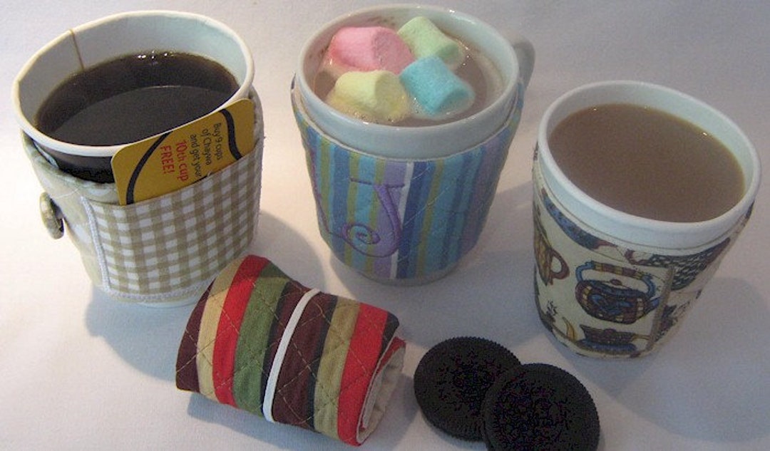 ITH Coffee Cup Sleeve Holder 6x10 Digital Download Machine Embroidery