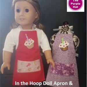 ITH Fully Reversible Apron and Double Oven Gloves for 18 inch doll 6x10 machine embroidery instant download AG soft body doll in the hoop image 2