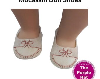 ITH Mocassin shoes or slippers for 18 inch doll 4x4 machine embroidery instant download - AG soft body doll - in the hoop project - Spring