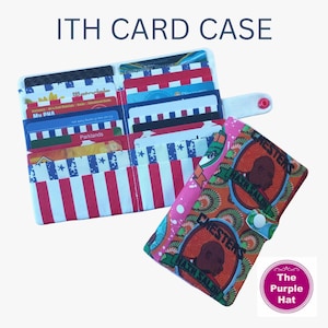 May include: A handmade card case with a patriotic red, white, and blue design, filled with cards. A second card case with a pink and orange pattern is also shown. The text "ITH CARD CASE" is at the top.