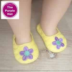 ITH Spring Flower shoes for 18 inch doll 4x4 machine embroidery instant download - AG soft body doll - in the hoop project