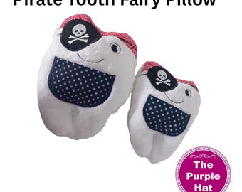 ITH Pirate Tooth Fairy Pillow machine embroidery in the hoop instant digital download - tooth mouse lost teeth children gift