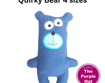 ITH Quirky Bear 5x7 6x10 7x11 8x12 machine embroidery ith in the hoop product cuddly bear children's toy plush